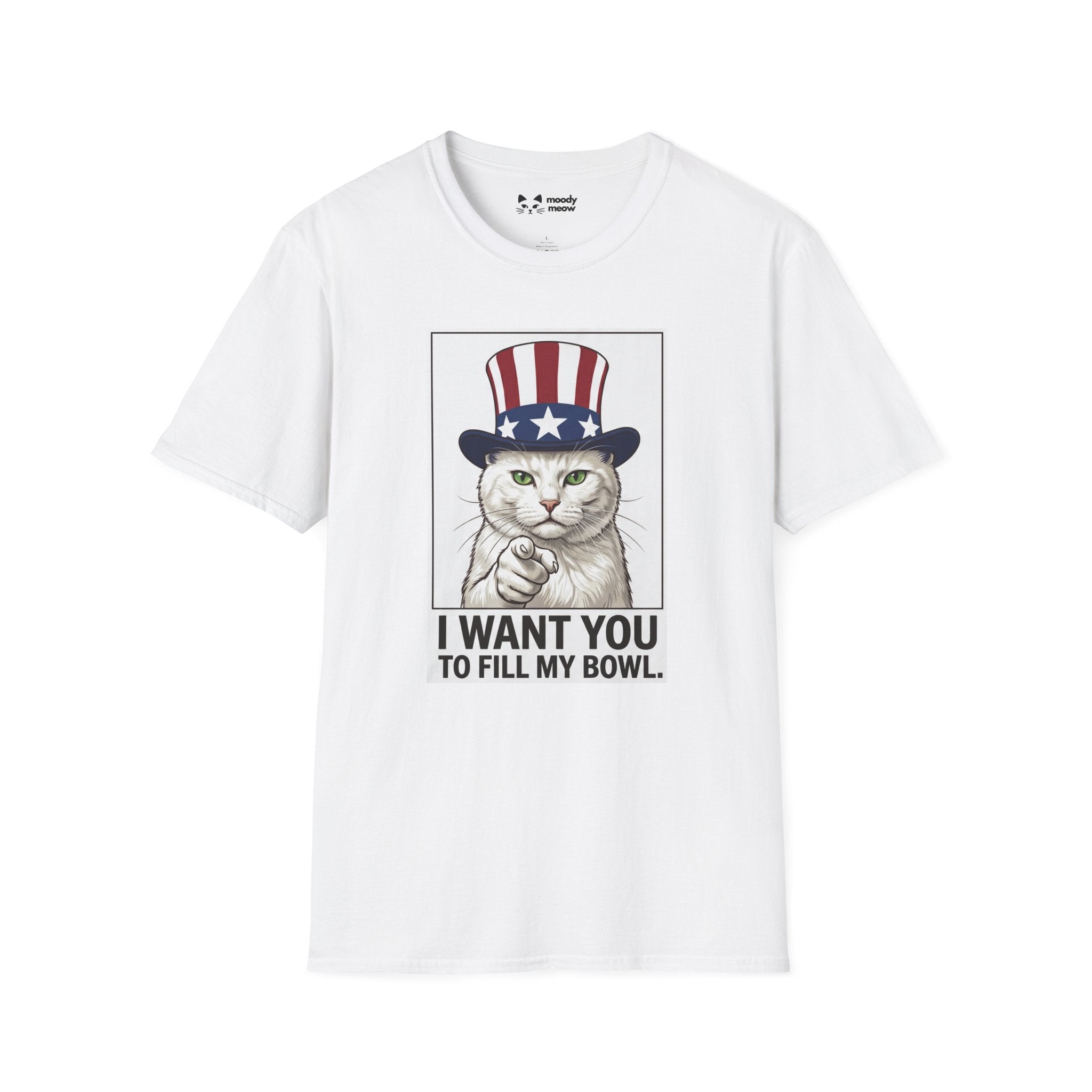 Patriotic Cat 'I Want You To Fill My Bowl' Cat T-Shirt