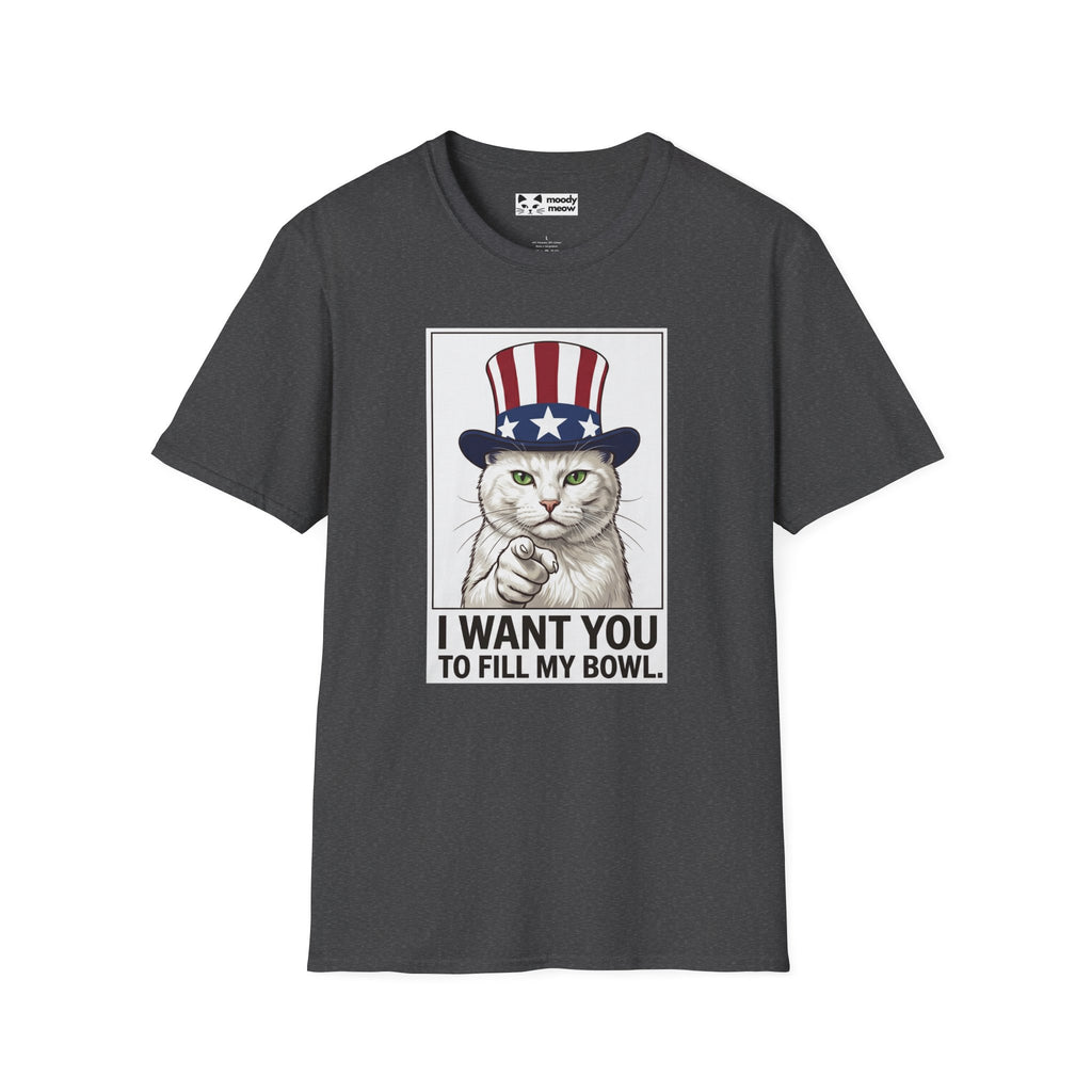 Patriotic Cat 'I Want You To Fill My Bowl' Cat T-Shirt