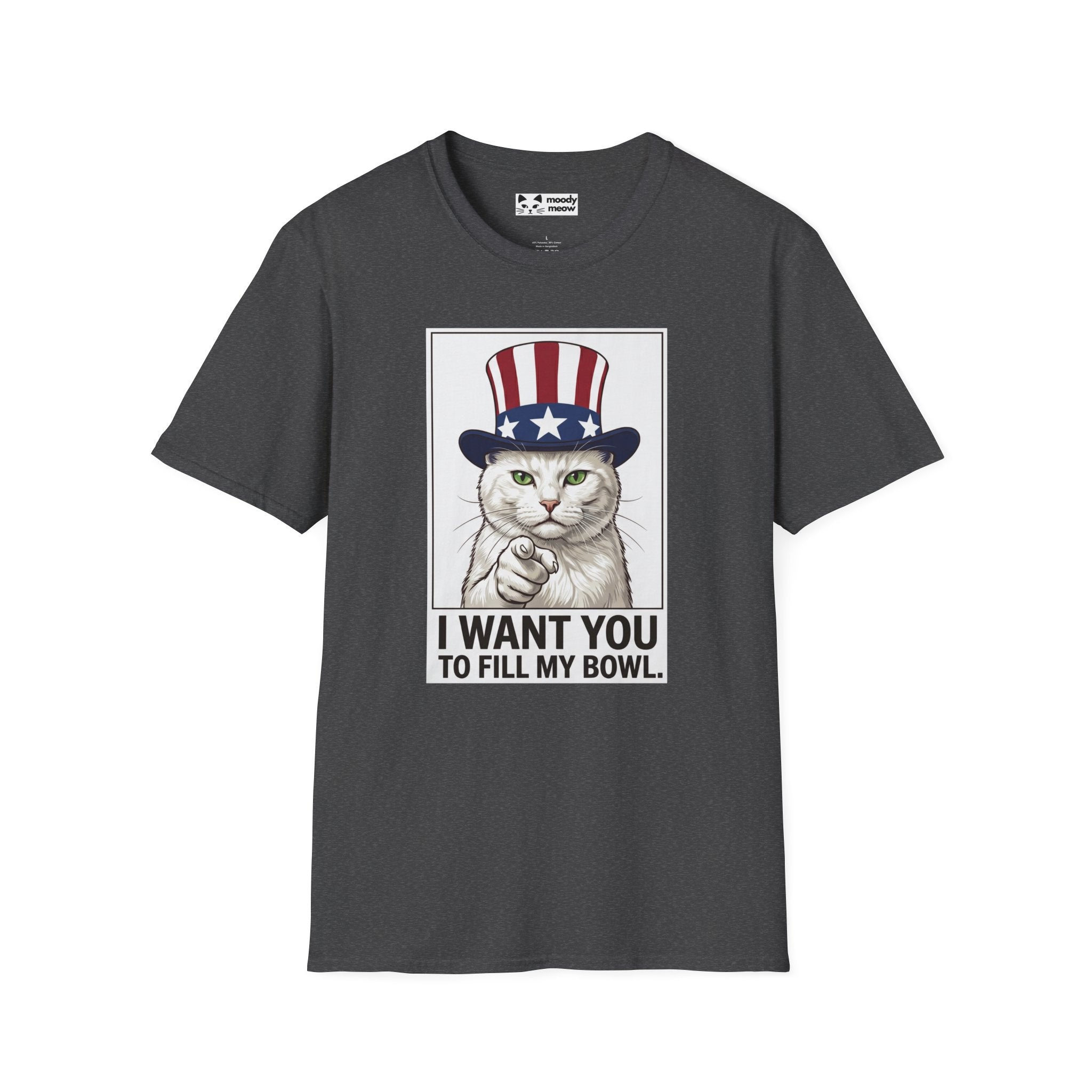 Patriotic Cat 'I Want You To Fill My Bowl' Cat T-Shirt
