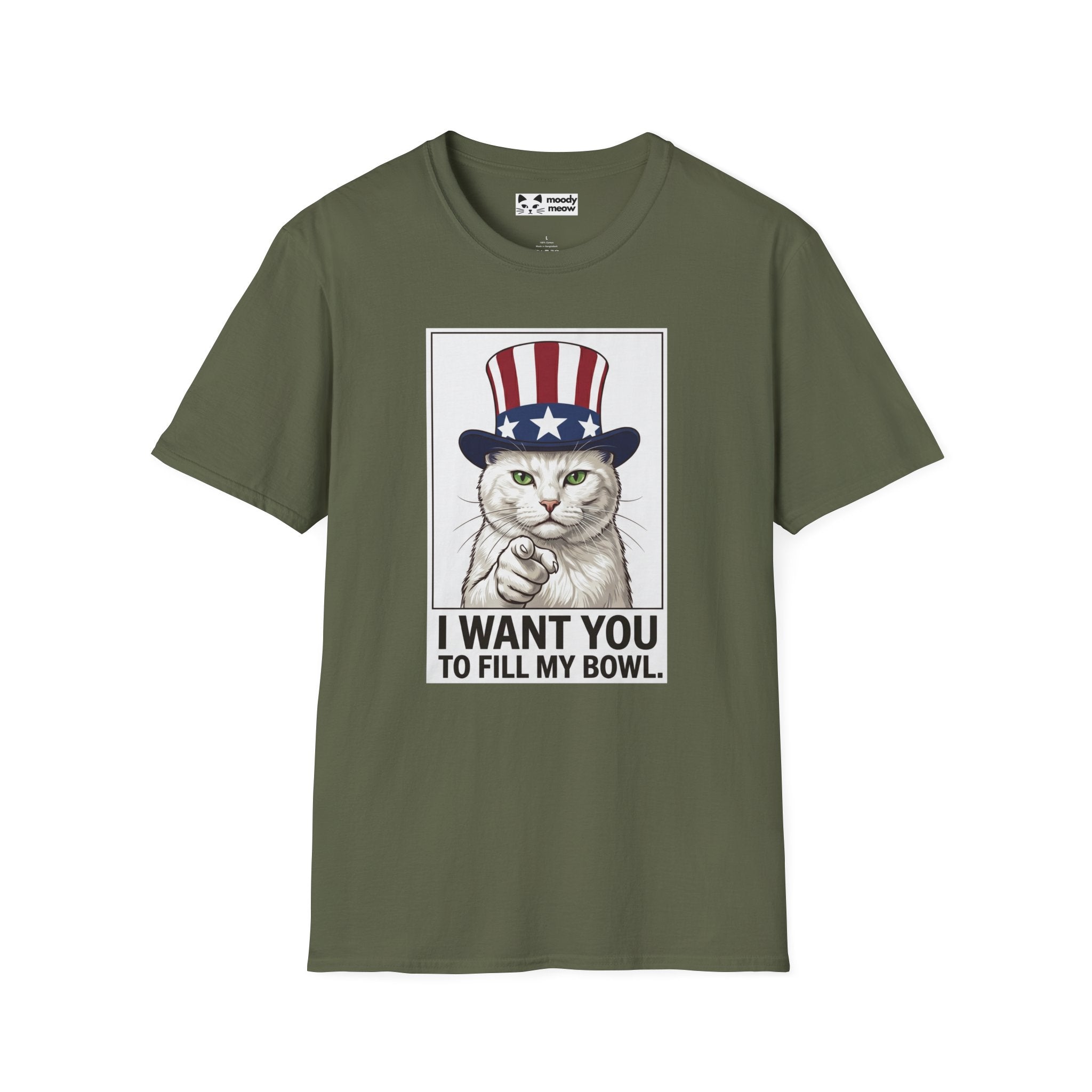 Patriotic Cat 'I Want You To Fill My Bowl' Cat T-Shirt