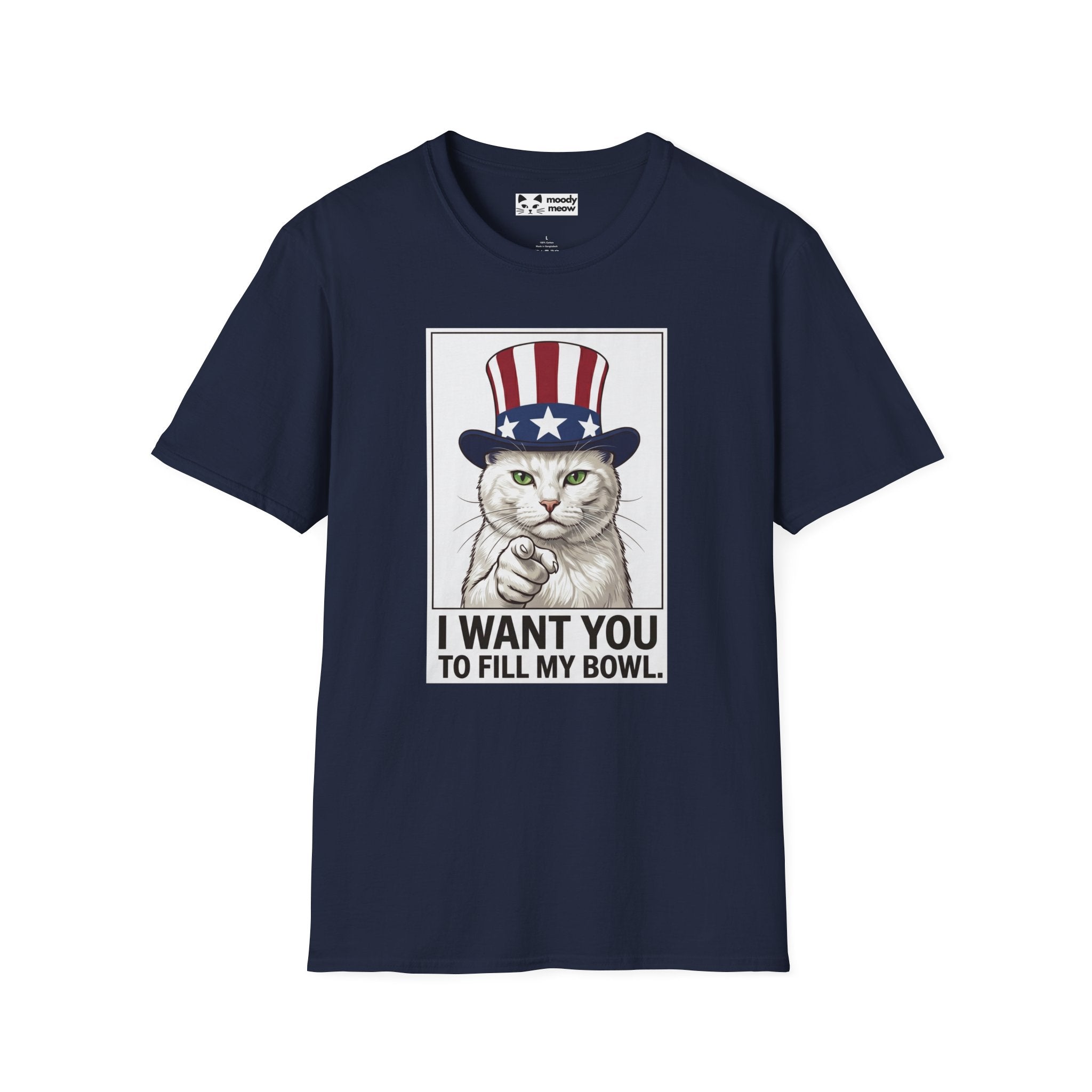 Patriotic Cat 'I Want You To Fill My Bowl' Cat T-Shirt