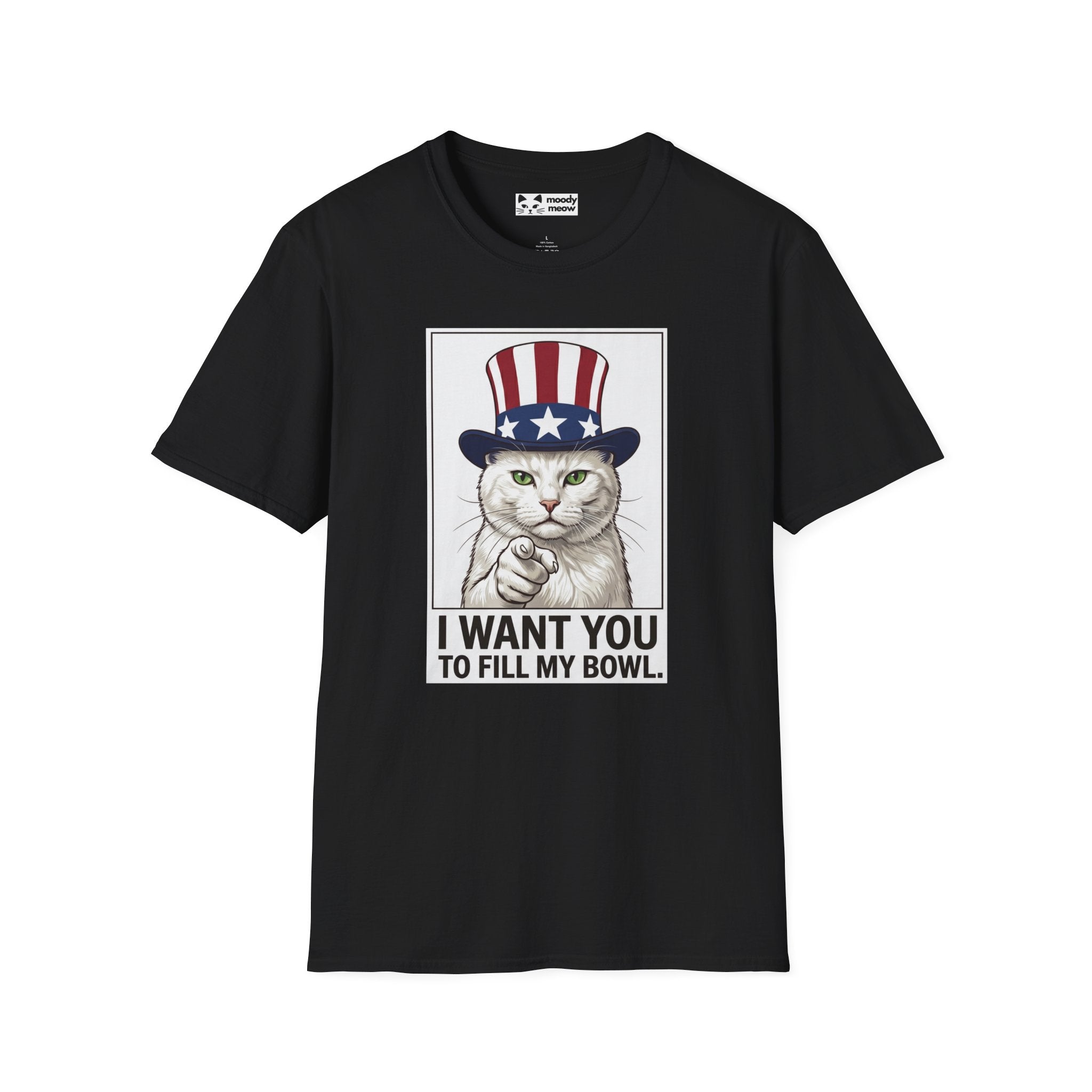 Patriotic Cat 'I Want You To Fill My Bowl' Cat T-Shirt